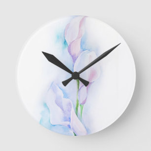 Aquarell mit 3 Callas Runde Wanduhr