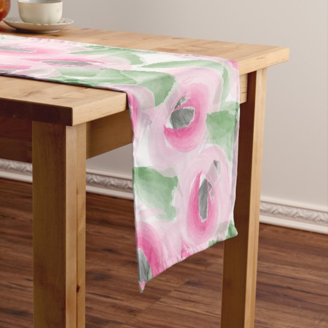 Aquarell mit Blumen Kurzer Tischläufer (Beispiel)