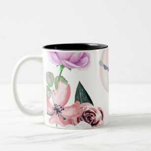 Aquarell-mit Blumenheißluft-Ballon-Reisen Zweifarbige Tasse
