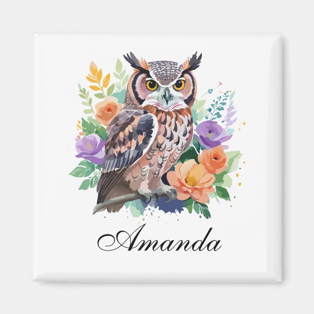Aquarell mit farbenfrohen Blume Magnet (Vorne)