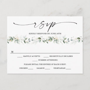 Aquarell mit Gold Wedding RSVP Postkarte
