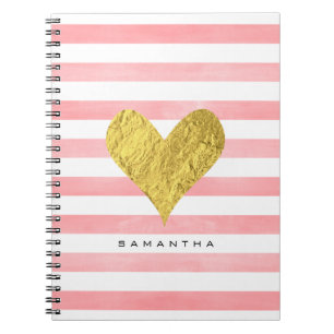 Aquarell mit Goldfolien-Herzen Notizblock