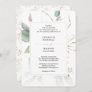 Aquarell mit Sage und Gold Wedding Inv Einladung