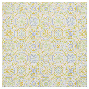 Aquarell-Mittelmeer-Azulejo-Boho-Muster Stoff