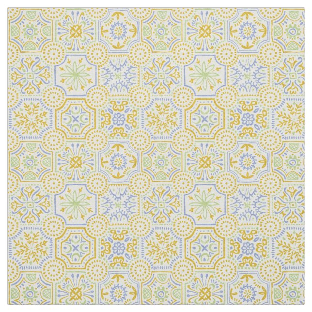 Aquarell-Mittelmeer-Azulejo-Boho-Muster Stoff (Muster)