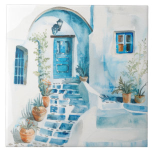 Aquarell Mittelmeer Fliese