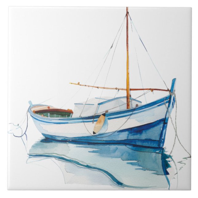 Aquarell Mittelmeer  Fliese (Vorderseite)