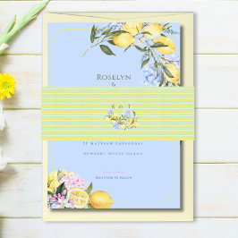 Aquarell-Mittelmeer-Pastell-Initialen-Hochzeit Einladungsbanderole