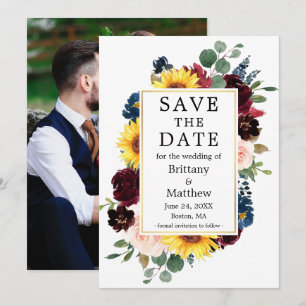 Aquarell Mixed Foto Back Gold Rahmen Save The Date