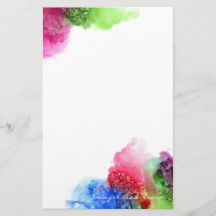 Aquarell Modern Blau Grün Rot Personalisiert Briefpapier