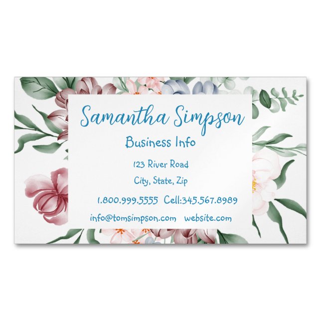 Aquarell Moderne berufliche Blume Magnetische Visitenkarte (Vorderseite)