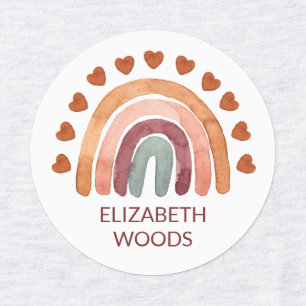 Aquarell Moderne Boho Rainbow & Heername School Etiketten