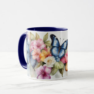 Aquarell Moderne Elegante Schmetterlingsfliege Blu Tasse