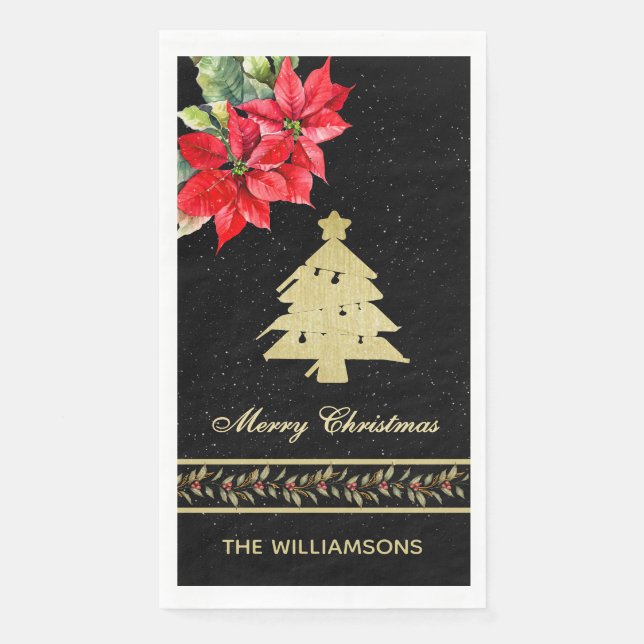 AQUARELL MODERNE ELEGANTE WEIHNACHTSBAUM SERVIETTE (Vorderseite)