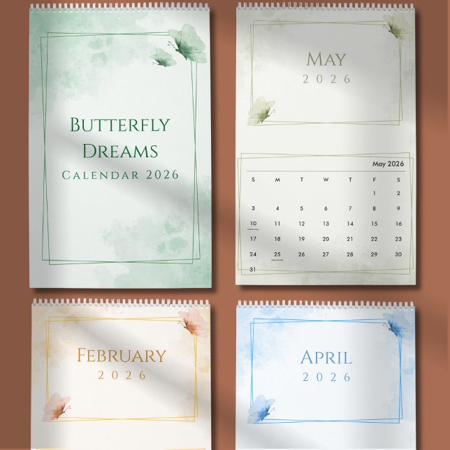 Aquarell Moderne Schmetterling-Ästhetik Kalender (Von Creator hochgeladen)