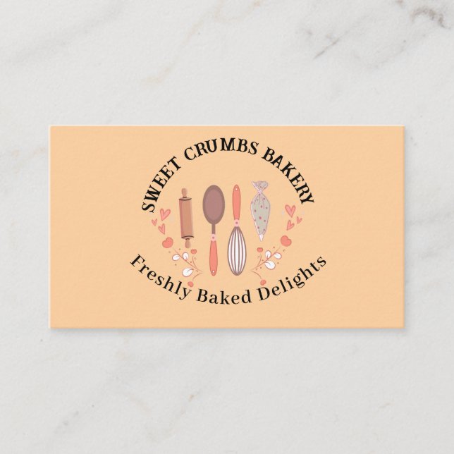 Aquarell Modernes Backen & Kochen Backwaren Bäcker Visitenkarte (Vorderseite)