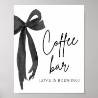 Aquarell Modernes Black Bow Coffee Bar Sign