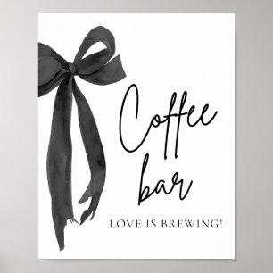 Aquarell Modernes Black Bow Coffee Bar Sign Poster