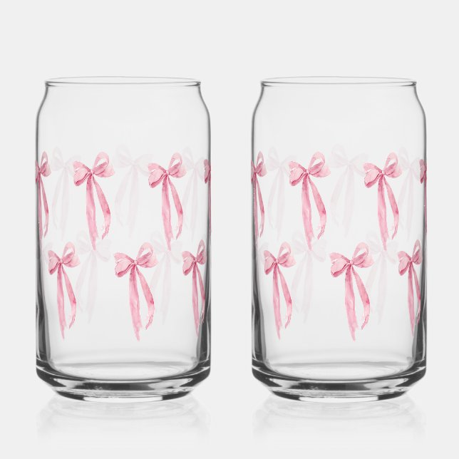 Aquarell Modernes Blush Pink Bow Ribbon Dosenglas (Vorderseite)