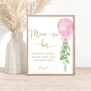 Aquarell Modernes Rosa Ballon Mama-osa Bar Poster
