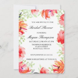 Aquarell Mohn Blume Bridal Dusche Einladung