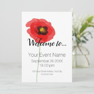 AQUARELL-MOHN Einfache Einladung
