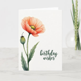 Aquarell-Mohn-Geburtstagskarte Karte