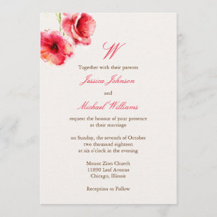 Aquarell-Mohn-Hochzeitseinladungen Einladung