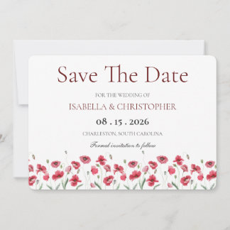 Aquarell Mohn & Lavendel Florale Hochzeits-Save Th Save The Date
