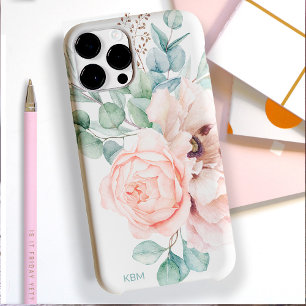 Aquarell-Mohn und Rosen mit Ihrem Monogramm iPhone 14 Pro Max Hülle