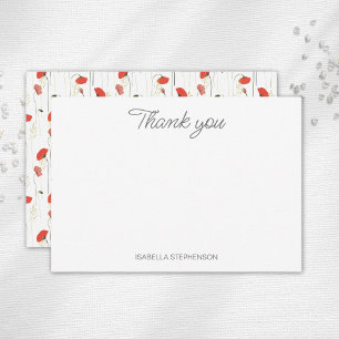Aquarell-Mohn-Wildblumen Hochzeitsdusche nach Maß Dankeskarte