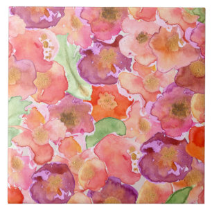 Aquarell-Mohnblumen Fliese