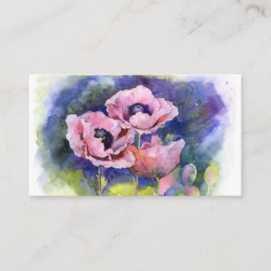 Aquarell-Mohnblumen Mohn rosa Blumen floral Schönh Visitenkarte