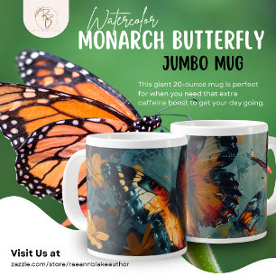 Aquarell-Monarchfalter-Riesenbecher Jumbo-Tasse