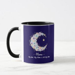 Aquarell-Mond-Mama mit Blumen Tasse