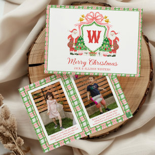 Aquarell-Monogramm-Anfangsbuchstabe Santa-Wappen F Feiertagskarte
