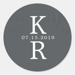 Aquarell-Monogramm Hochzeits-Monogramm-Aufkleber Runder Aufkleber