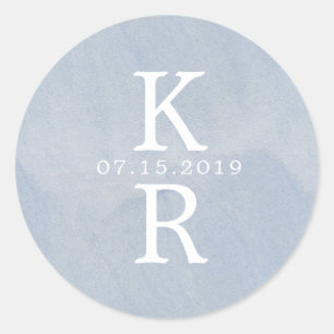 Aquarell-Monogramm Hochzeits-Monogramm-Aufkleber Runder Aufkleber