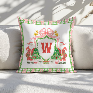 Aquarell-Monogramm-Initial Karo-Weihnachtsmann-Wap Kissen