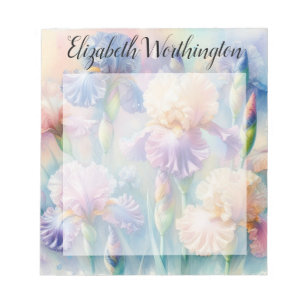 Aquarell-Monogramm lila Iris-Blumen Notizblock