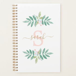 Aquarell-Monogramm mit Blumenmotiv Planer