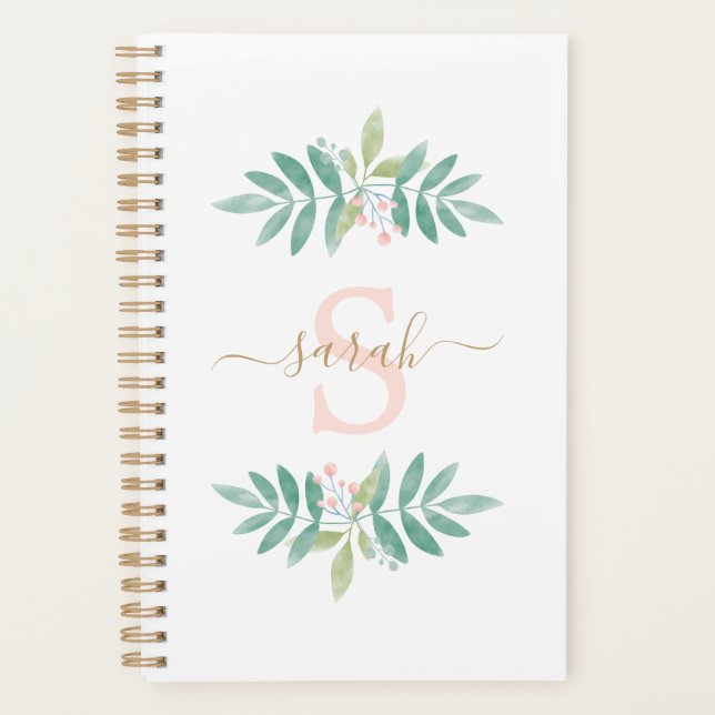 Aquarell-Monogramm mit Blumenmotiv Planer (Vorderseite)