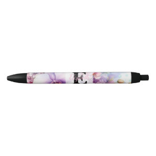 Aquarell-Monogramm mit rosa Orchideenblüten  Kugelschreiber