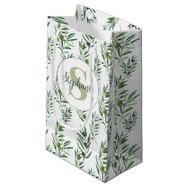 Aquarell-Monogramm-Name Olivenzweige-Muster Kleine Geschenktüte