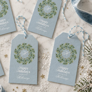 Aquarell-Monogramm-Schrift-Foto-Flach-Weihnachtska Geschenkanhänger