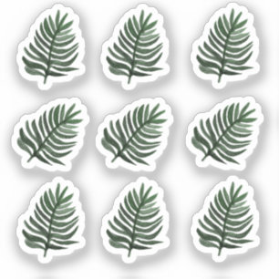Aquarell-Monstera-Blatt-Grün-Sticker-Set Aufkleber