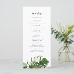 Aquarell Monstera Botanische Tropische Hochzeit Menükarte