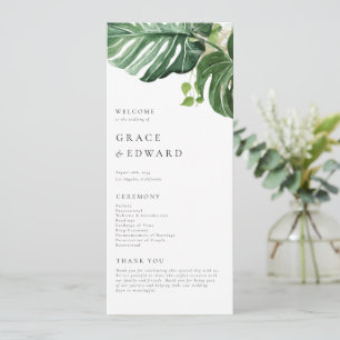 Aquarell Monstera Grünzeug Tropische Hochzeit Programm