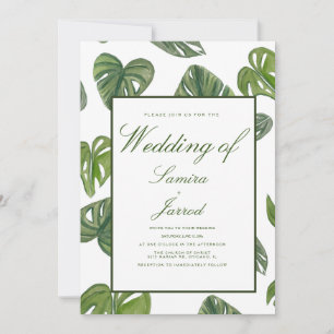 Aquarell Monstera und Adansonii Botanische Blätter Einladung