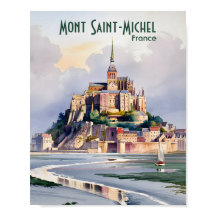 Aquarell Mont Saint Michel Frankreich Vintage Reis
